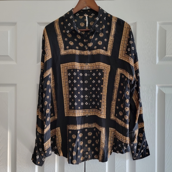 FREE PEOPLE Little Secrets Scarf Print Top, Women's, Size Small - Picture 3 of 6